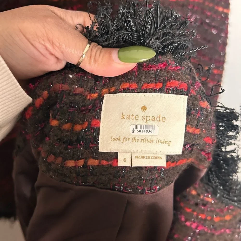 Kate Spade Multi Tweed Fringe Jacket and Dress Suit